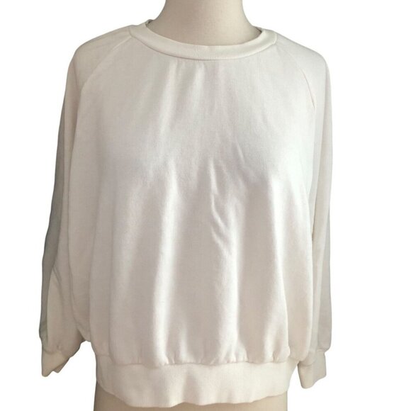 New FRANK and OAK Cropped Crew Neck Sweatshirt - Dolman 3/4 Sleeve - Picture 1 of 9